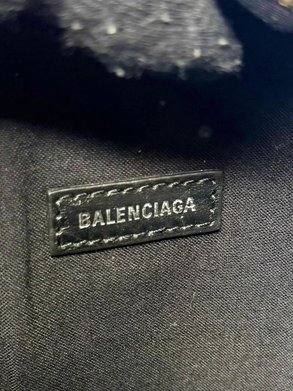 PRE LOVED Balenciaga B Logo XXS Blue Soft leather Backpack